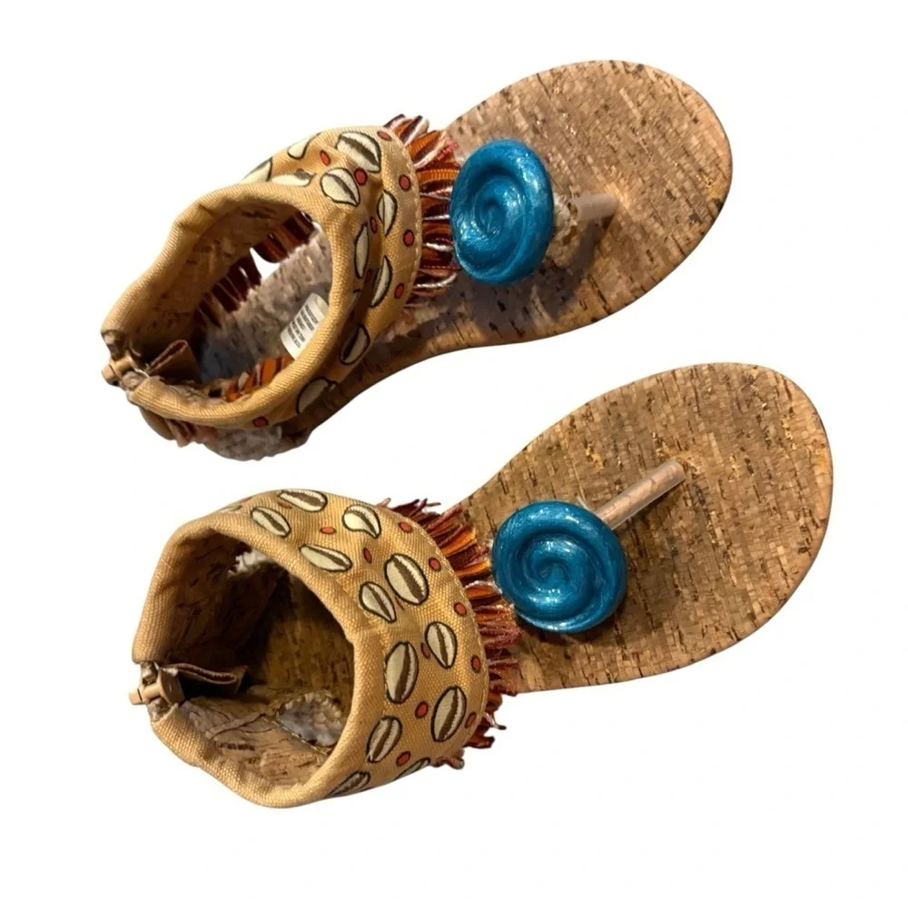 Disney Moana Sandals Sz 11 Tam Blue Stone Kids Dress Up Shoes Tassel